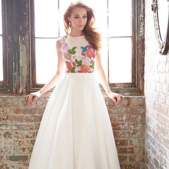 all white formal dress